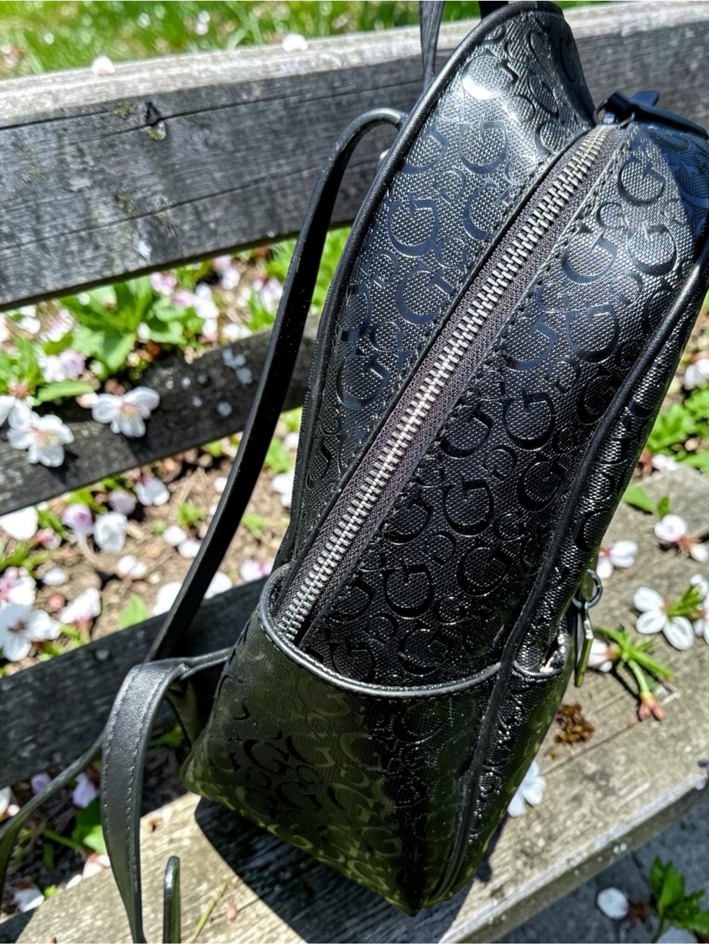 Guess Iridescent Black Logo Mini Backpack - Picture 3 of 9